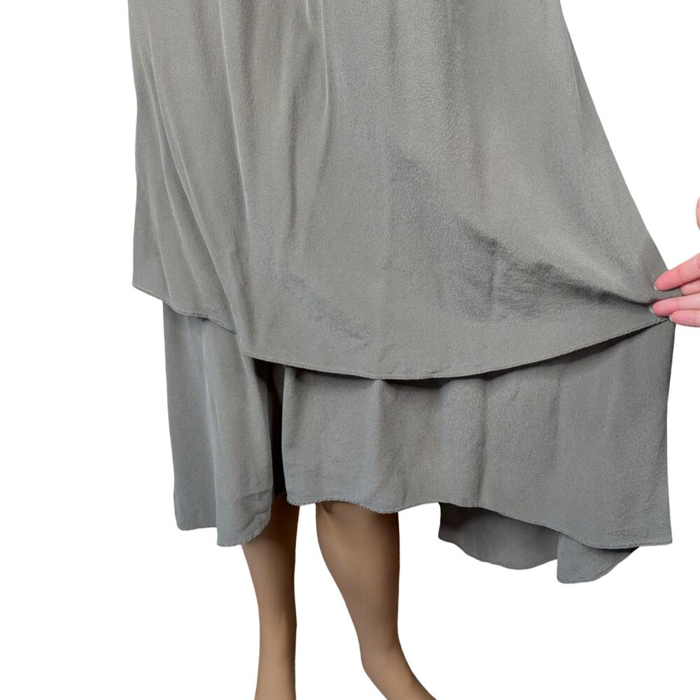 VTG Banana Republic Y2K Silk Dress 2 Gray Green Layered Asymmetric Fairy Minimal - Picture 4 of 9